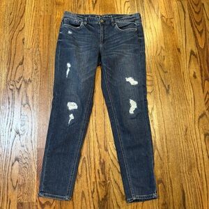 White House Black Market The Girlfriend Blue Distressed Jeans size 8‎